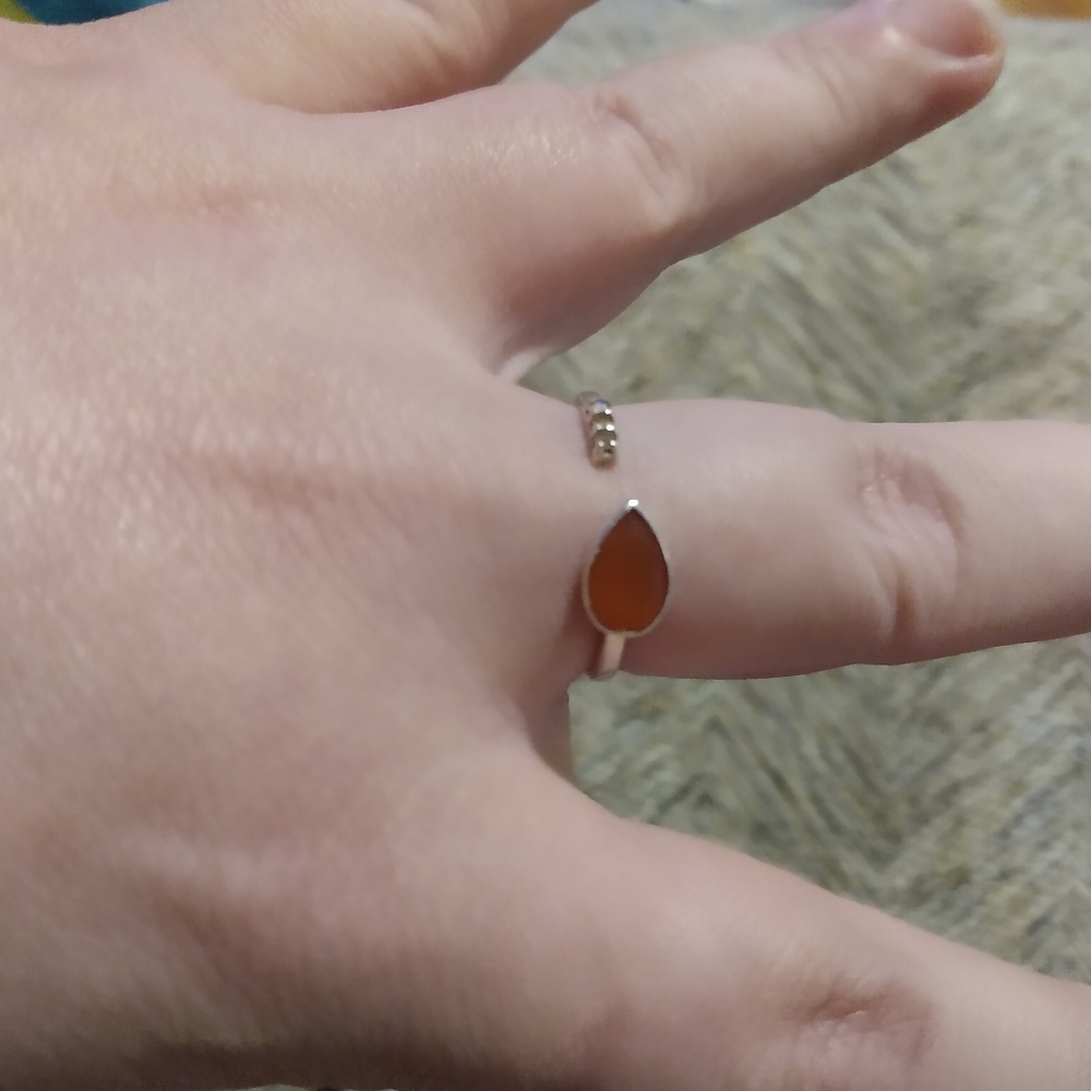 Silver ring w/ citrine and carnelian